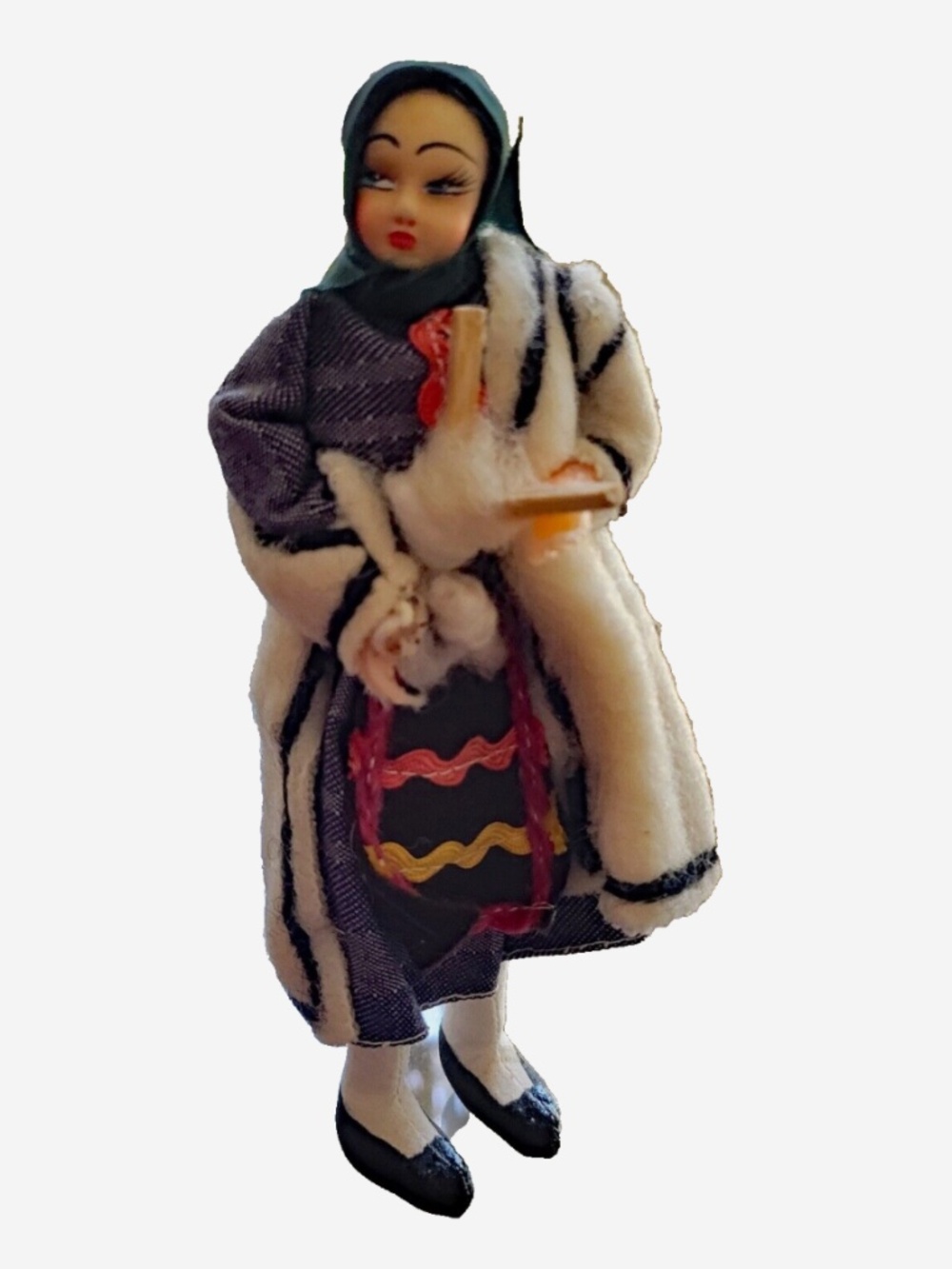 Traditional East Europe, spinning wool 7" Tall, Collector Doll